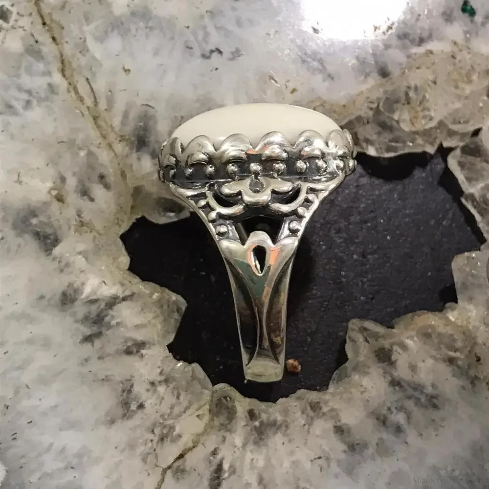 Carolyn Pollack Sterling Silver Oval White Jasper Dome Ring Size 9 For Women - Picture 6 of 10
